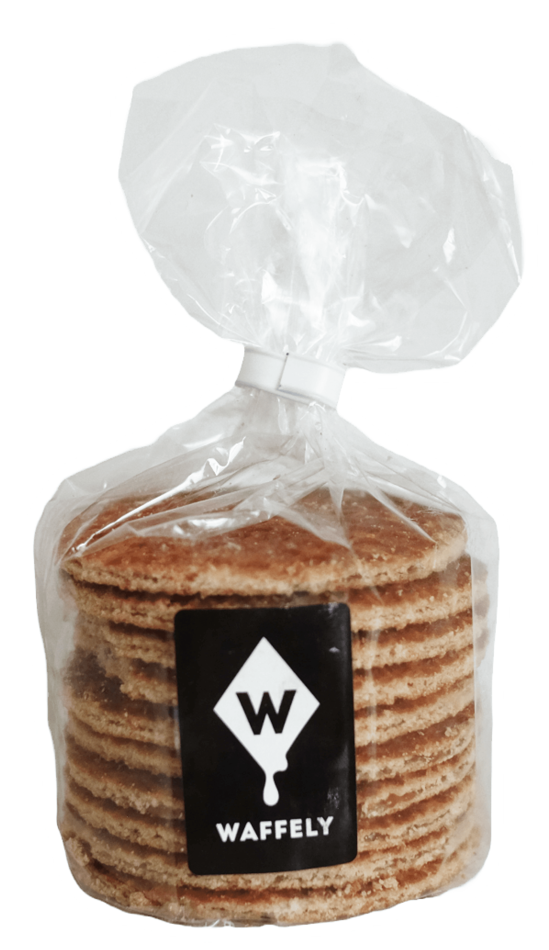 A pack of stroopwafels made by Waffely
